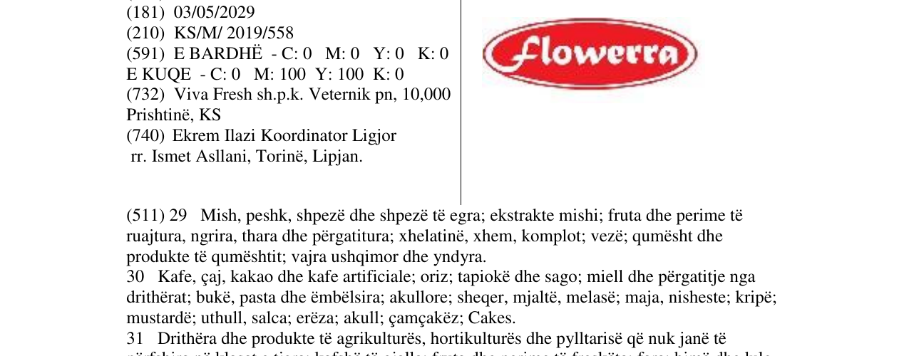 Zëri i markës Flowerra në buletin