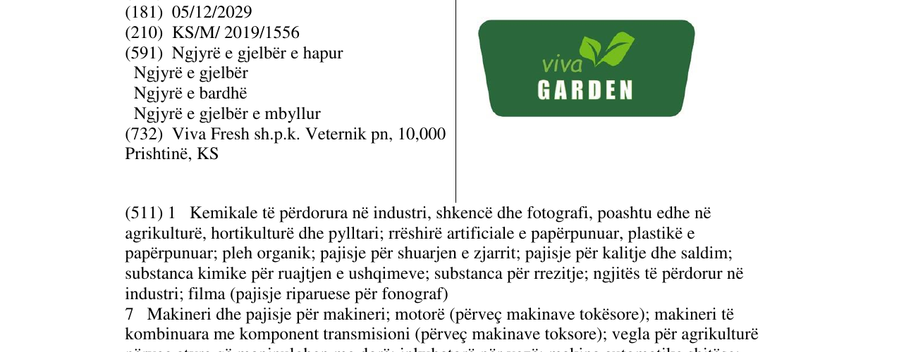 Zëri i markës viva GARDEN në buletin