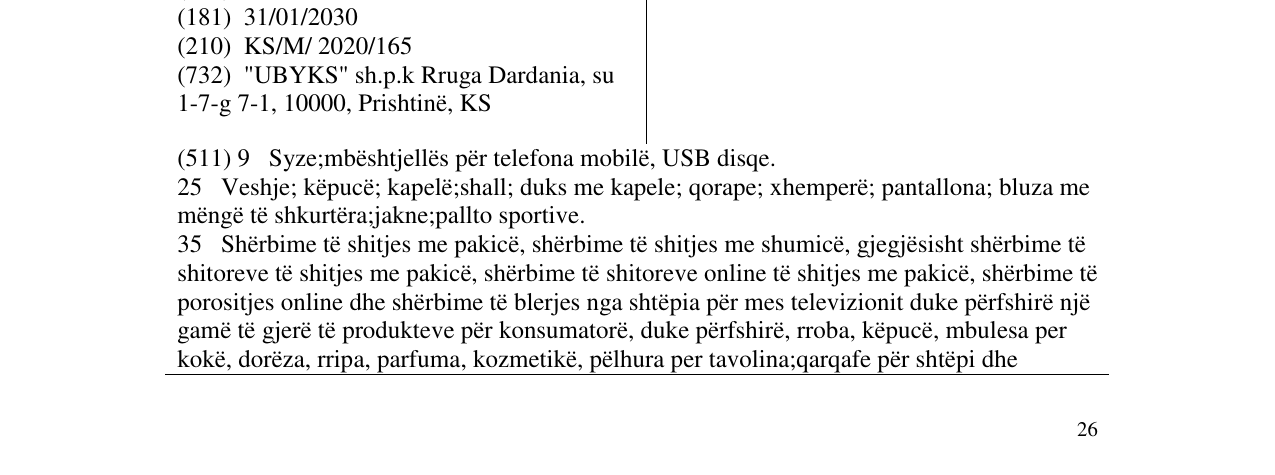 Zëri i markës UBYKS në buletin