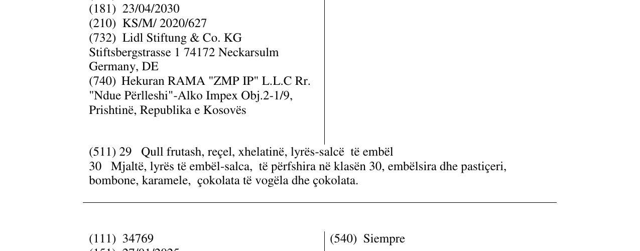 Zëri i markës Glykanthi në buletin