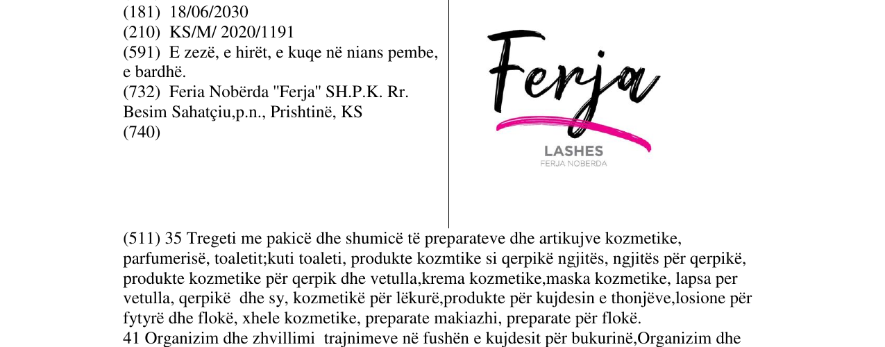 Zëri i markës FERJA në buletin