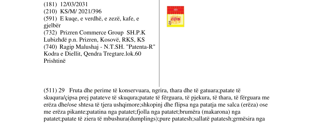 Zëri i markës SUPER CIPS në buletin