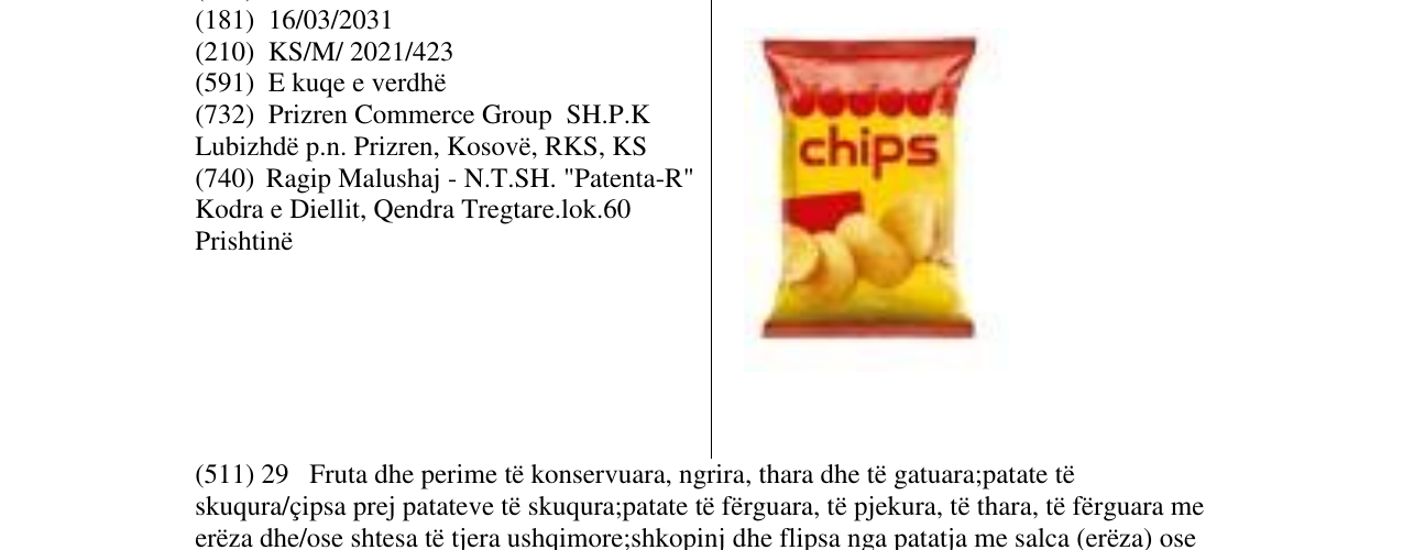 Zëri i markës cips në buletin