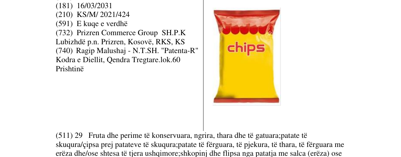 Zëri i markës cips në buletin