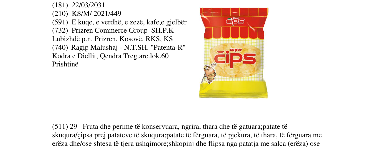 Zëri i markës cips në buletin