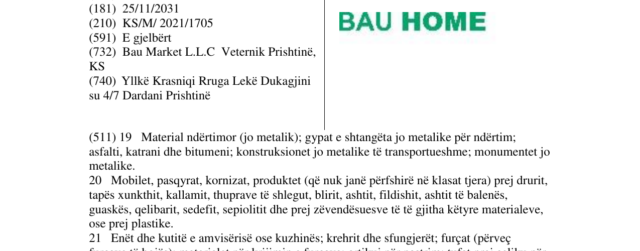 Zëri i markës Bau Home në buletin