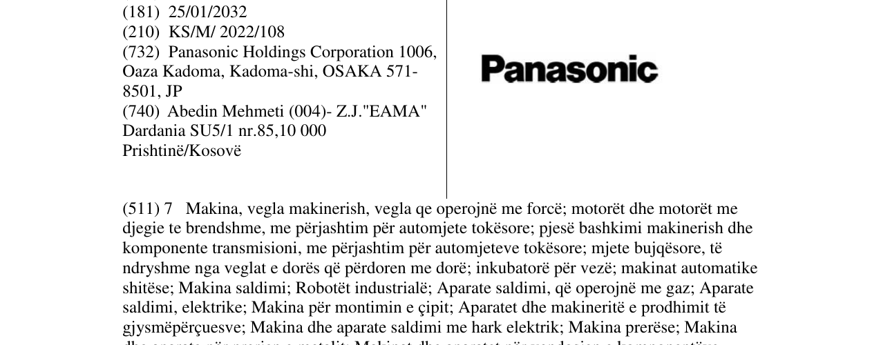 Zëri i markës Panasonic në buletin