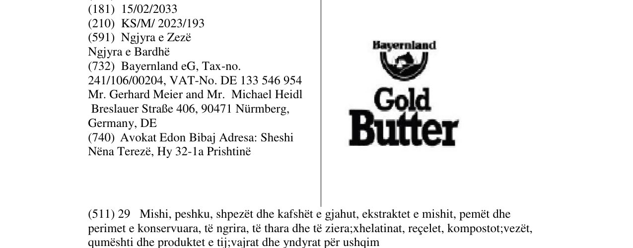 Zëri i markës Gold Butter në buletin