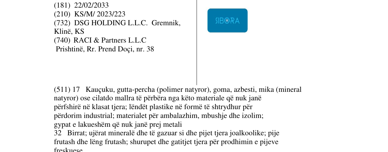 Zëri i markës SIBORA në buletin