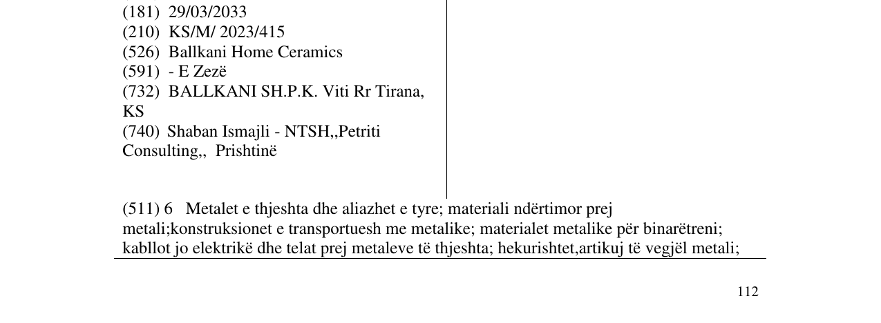 Zëri i markës Ballkani Home Ceramics në buletin