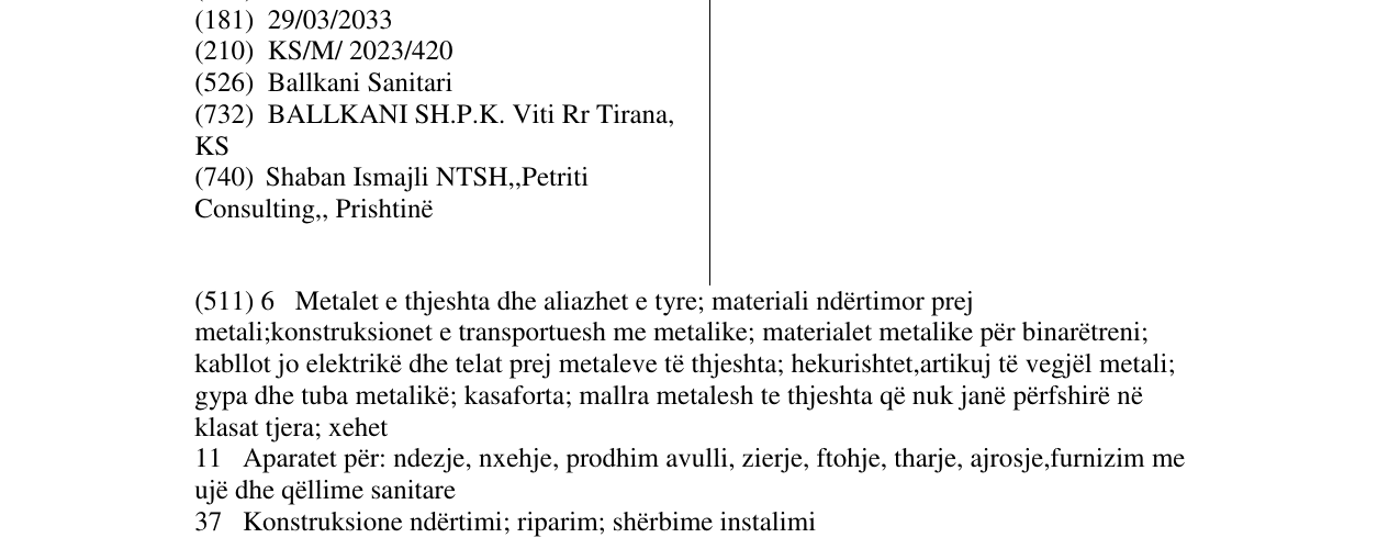 Zëri i markës Ballkani Sanitari në buletin