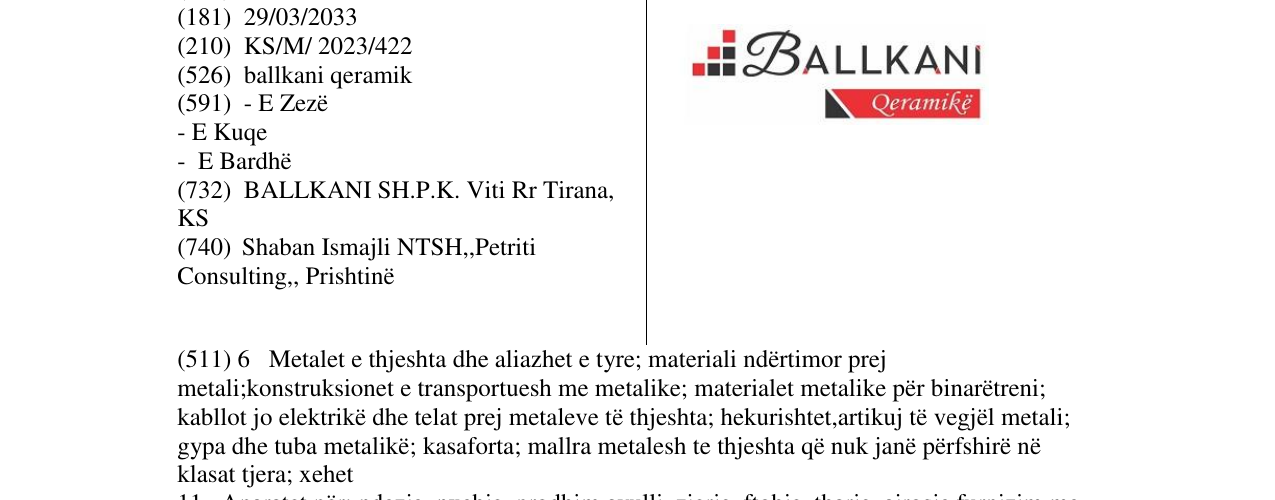 Zëri i markës BALLKANI në buletin