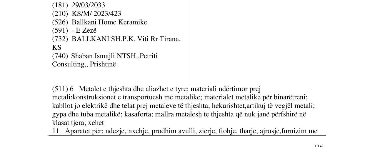 Zëri i markës Ballkani Home Keramike në buletin