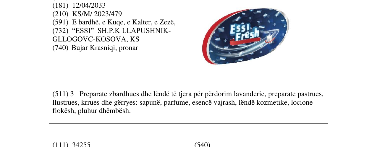 Zëri i markës ESSI FRESH në buletin