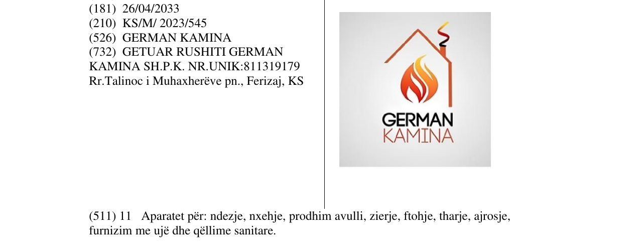 Zëri i markës GERMAN KAMINA në buletin