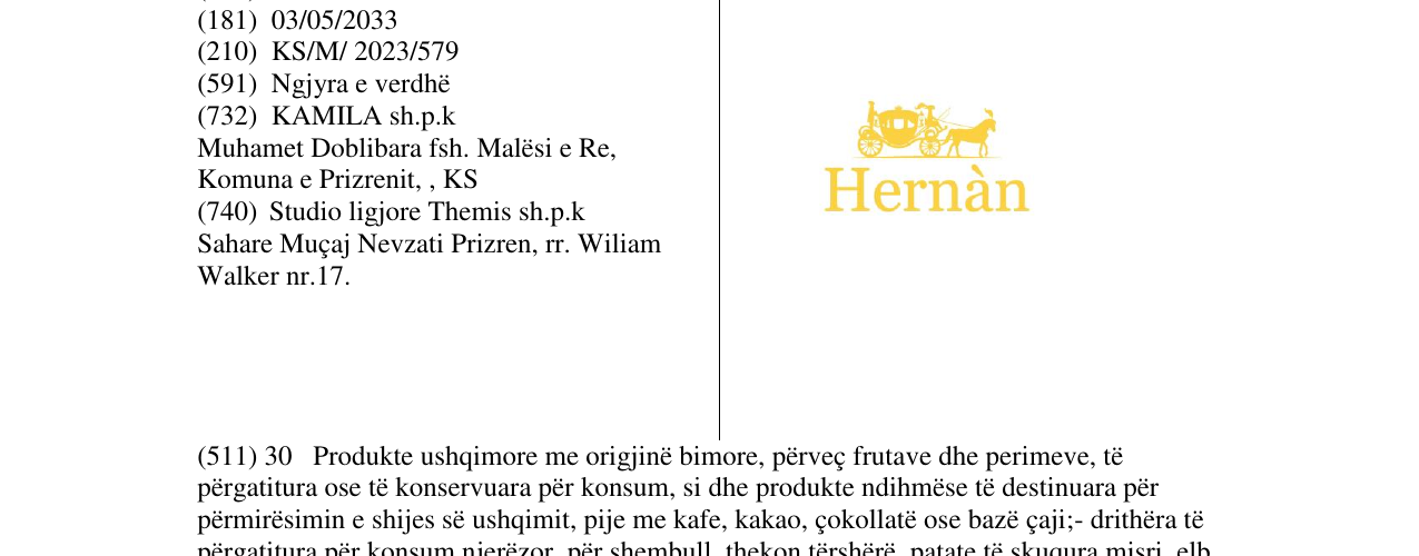 Zëri i markës HERNAN në buletin