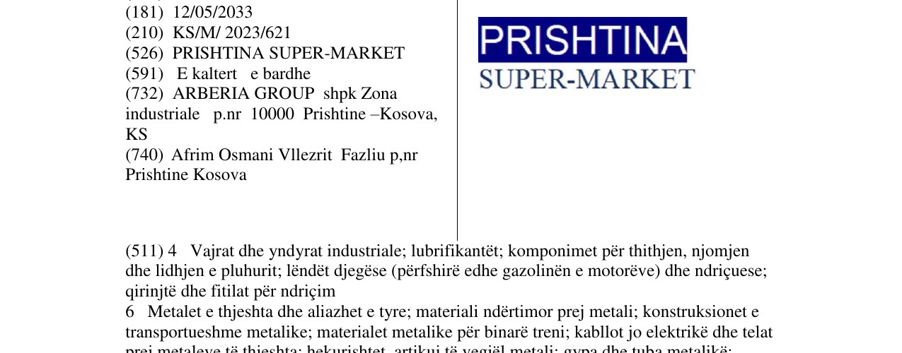 Zëri i markës prishtina super market në buletin