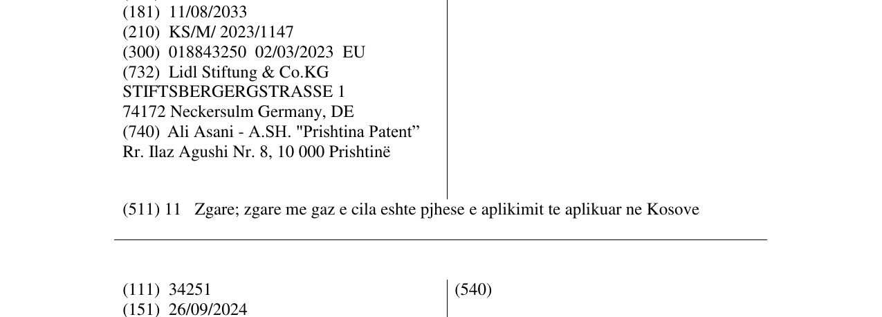 Zëri i markës VALENCIA në buletin