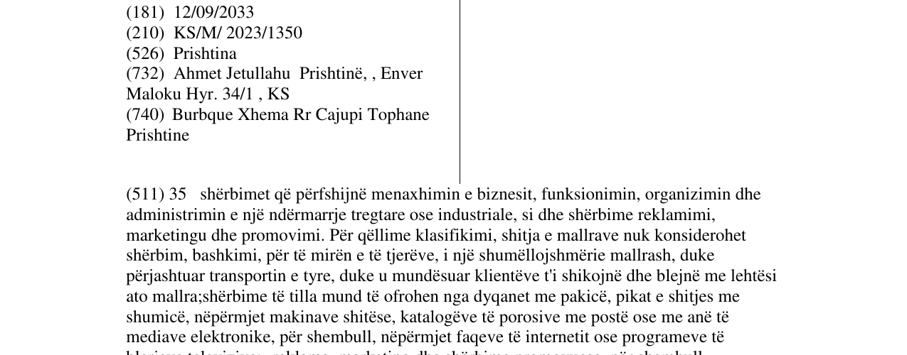 Zëri i markës Prishtina Rea në buletin