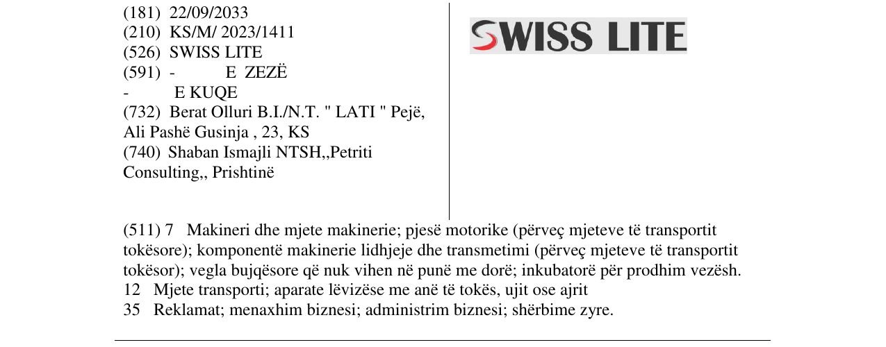 Zëri i markës SWISS LITE në buletin