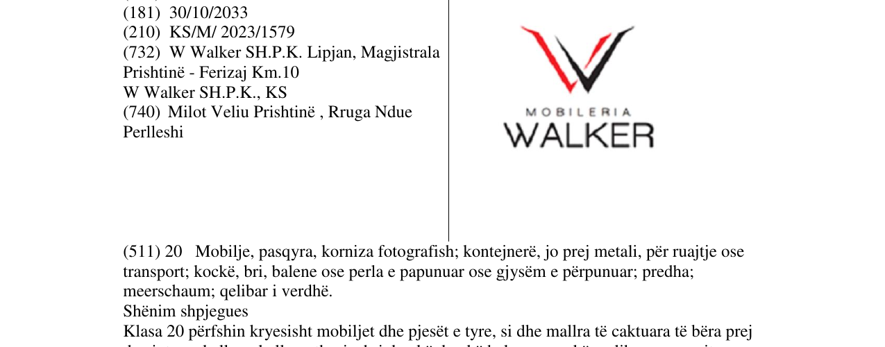 Zëri i markës mobileria WALKER në buletin