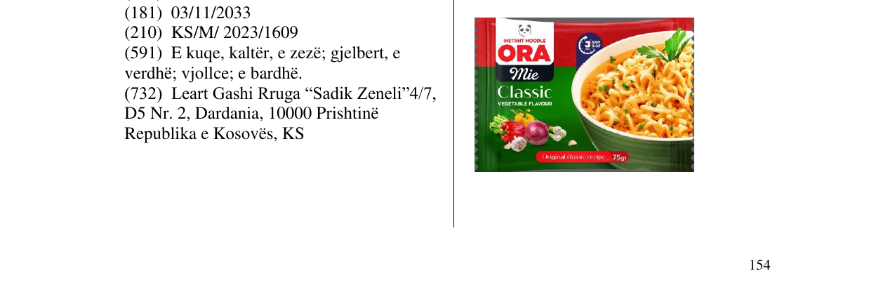 Zëri i markës ORA MIE CLASSIC në buletin