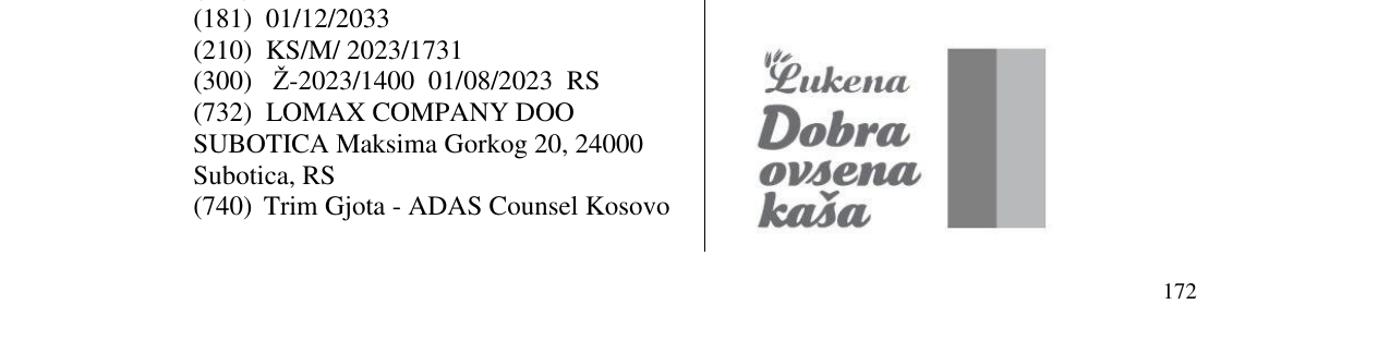Zëri i markës LUKENA DOBRA OVSENA KASA në buletin