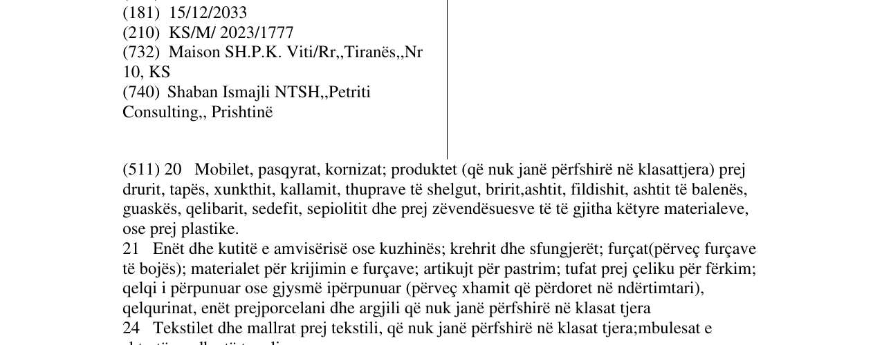 Zëri i markës Maison në buletin