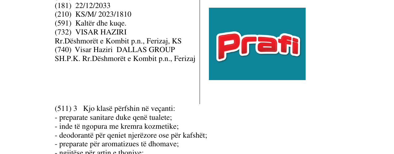 Zëri i markës PRAFI në buletin
