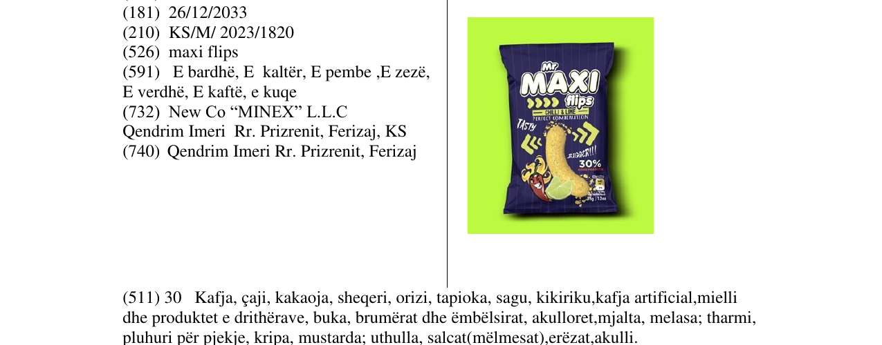 Zëri i markës maxi flips në buletin