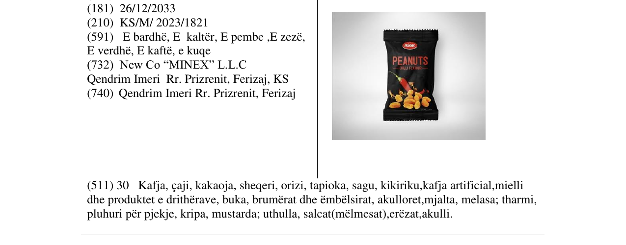 Zëri i markës peanuts chilli flavour në buletin