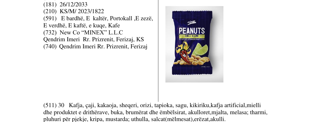 Zëri i markës PEANUTS CHILLI&LIME në buletin