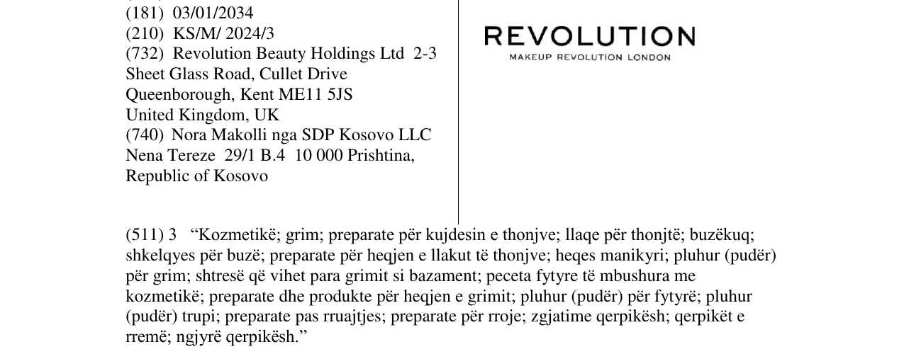 Zëri i markës REVOLUTION MAKE UP LONDON në buletin