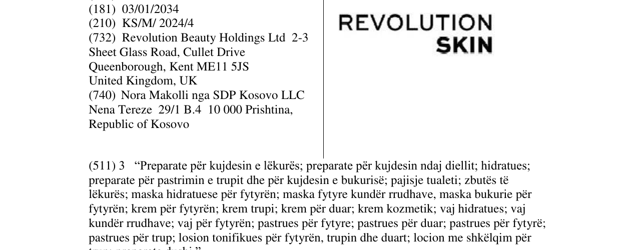 Zëri i markës REVOLUTION SKIN në buletin