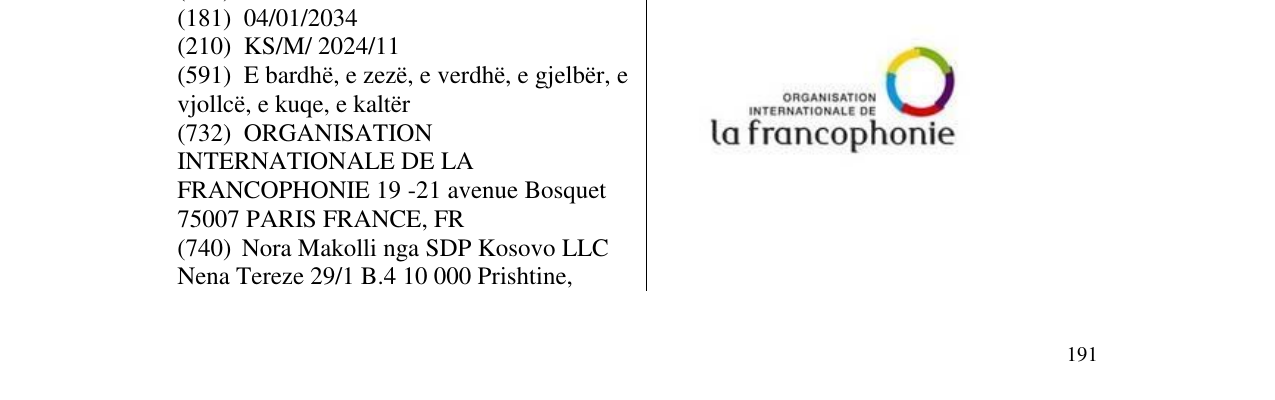 Zëri i markës ORGANIZATION INTERNATIONALE në buletin