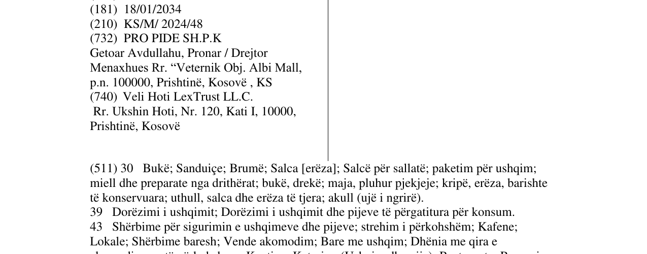 Zëri i markës Pide Ko në buletin