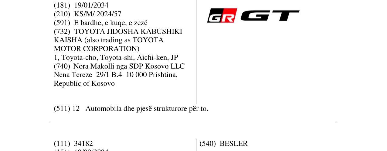 Zëri i markës GR GT në buletin