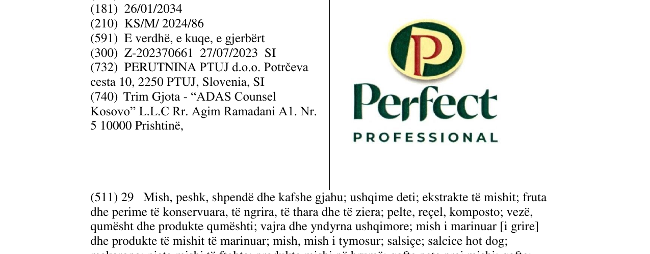 Zëri i markës Perfect në buletin