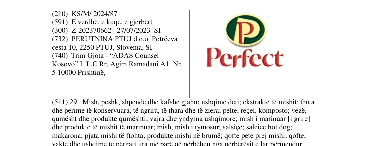 Zëri i markës Perfect në buletin