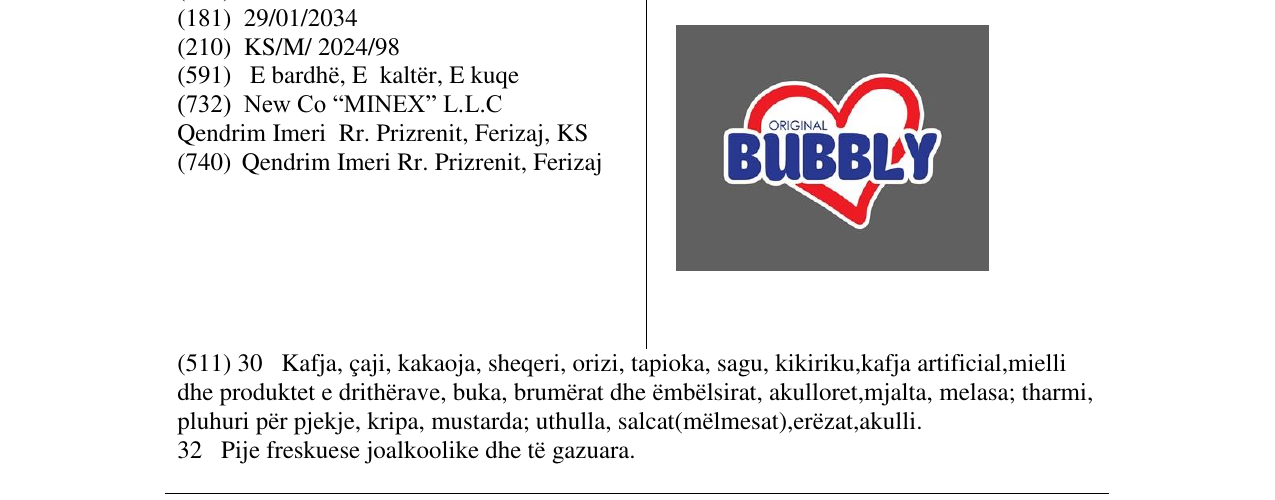 Zëri i markës BUBBLY në buletin