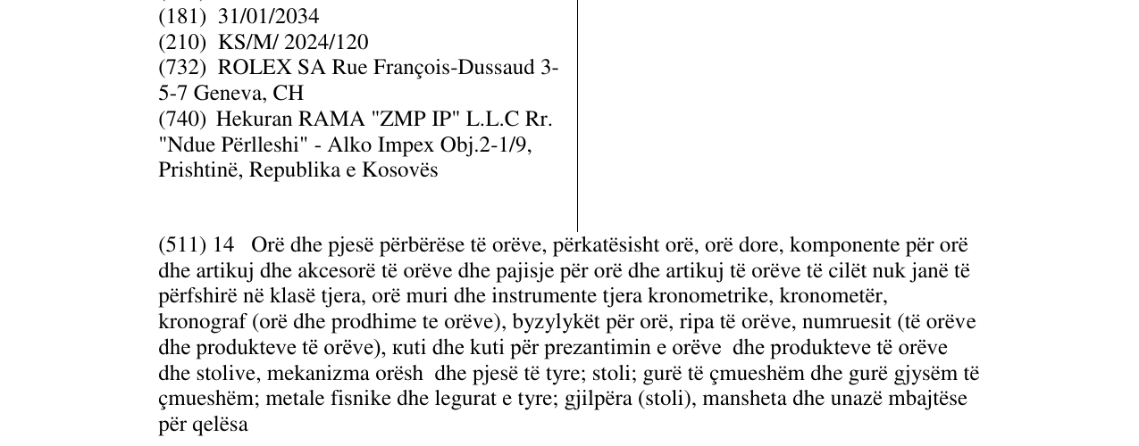 Zëri i markës ROLEX GLIDELOCK në buletin
