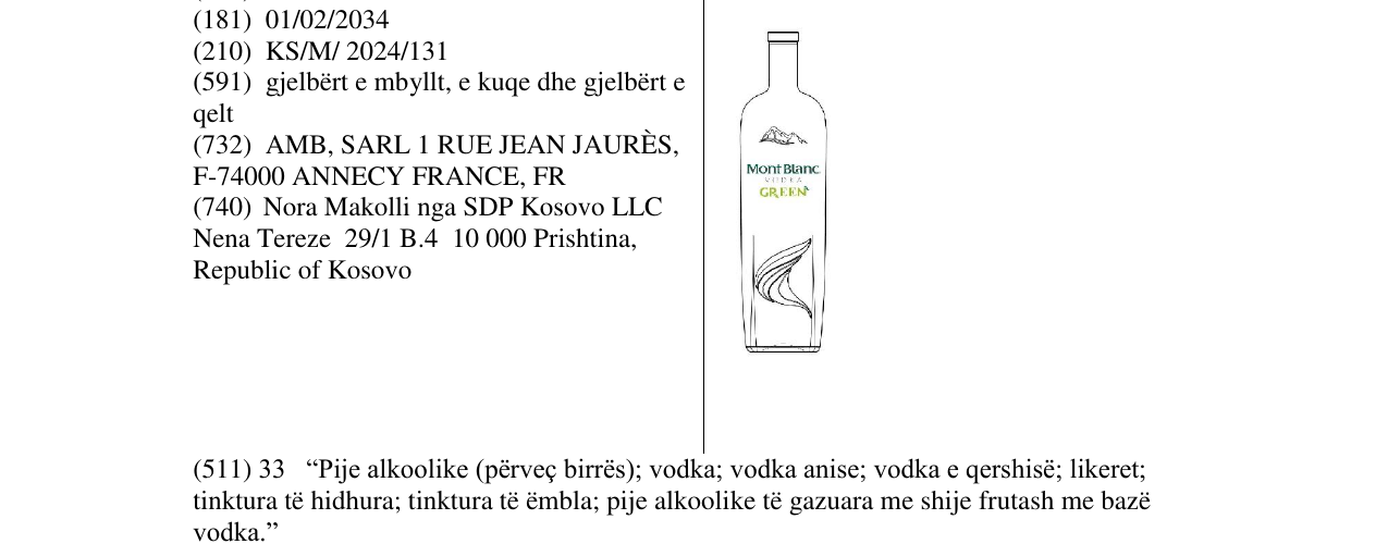 Zëri i markës VODKA GREEN në buletin