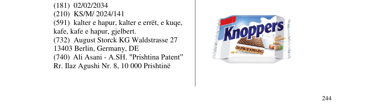 Zëri i markës knoppers në buletin
