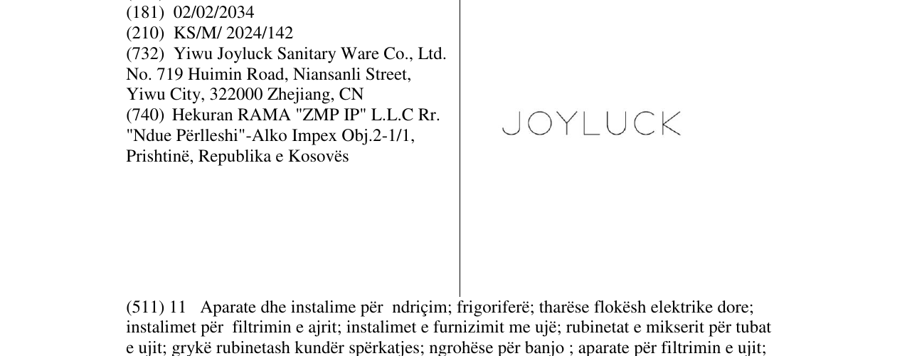 Zëri i markës JOYLUCK në buletin