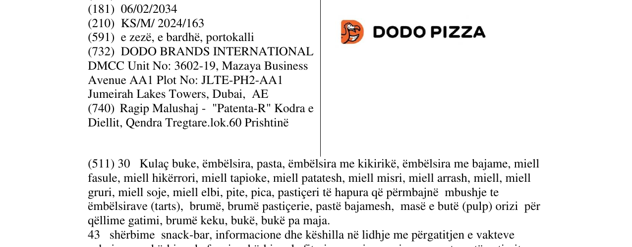 Zëri i markës DODO PIZZA në buletin