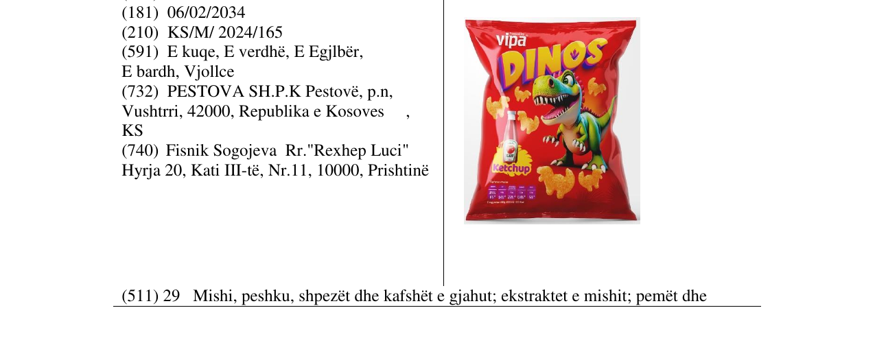 Zëri i markës vipa DINOS Ketchup në buletin