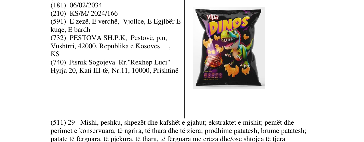 Zëri i markës vipa DINOS Grill në buletin