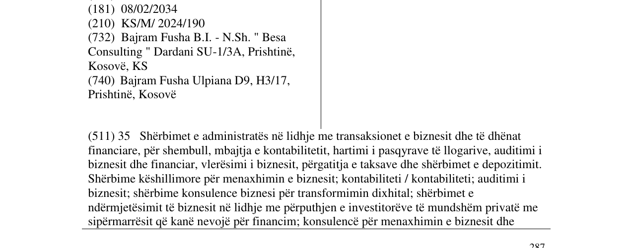 Zëri i markës Besa Consulting në buletin