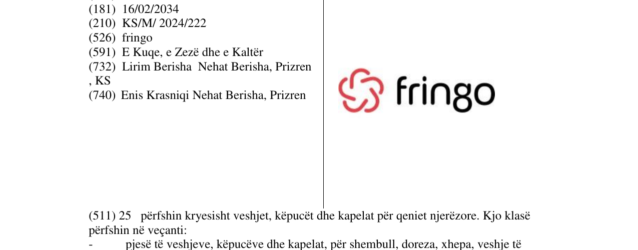 Zëri i markës fringo në buletin