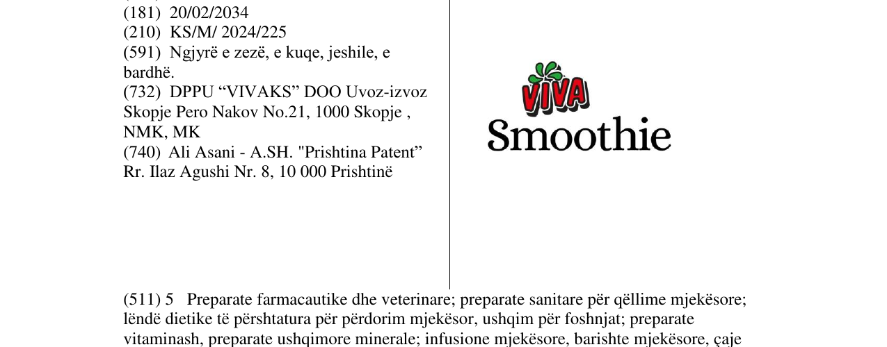 Zëri i markës VIVA Smothie në buletin